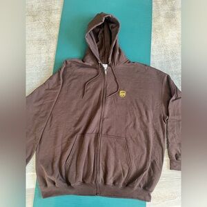 Port & Company UPS Zip Up Hooded Sweatshirt Brown Size 4XL NWOT